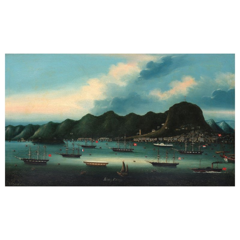 中國藝術家（約1870年）香港海港 布面油畫 有框 | CHINESE ARTIST (CIRCA 1870)