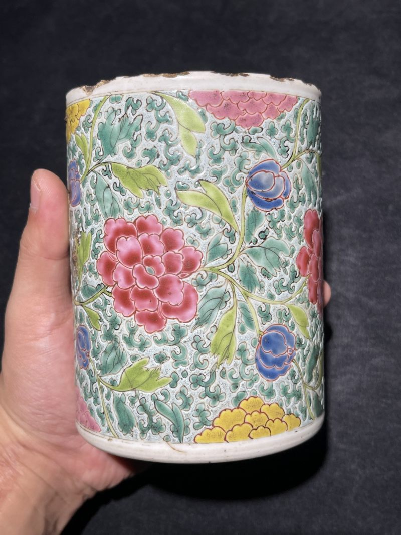 清代 粉彩、青花笔筒一组4件 - 图17