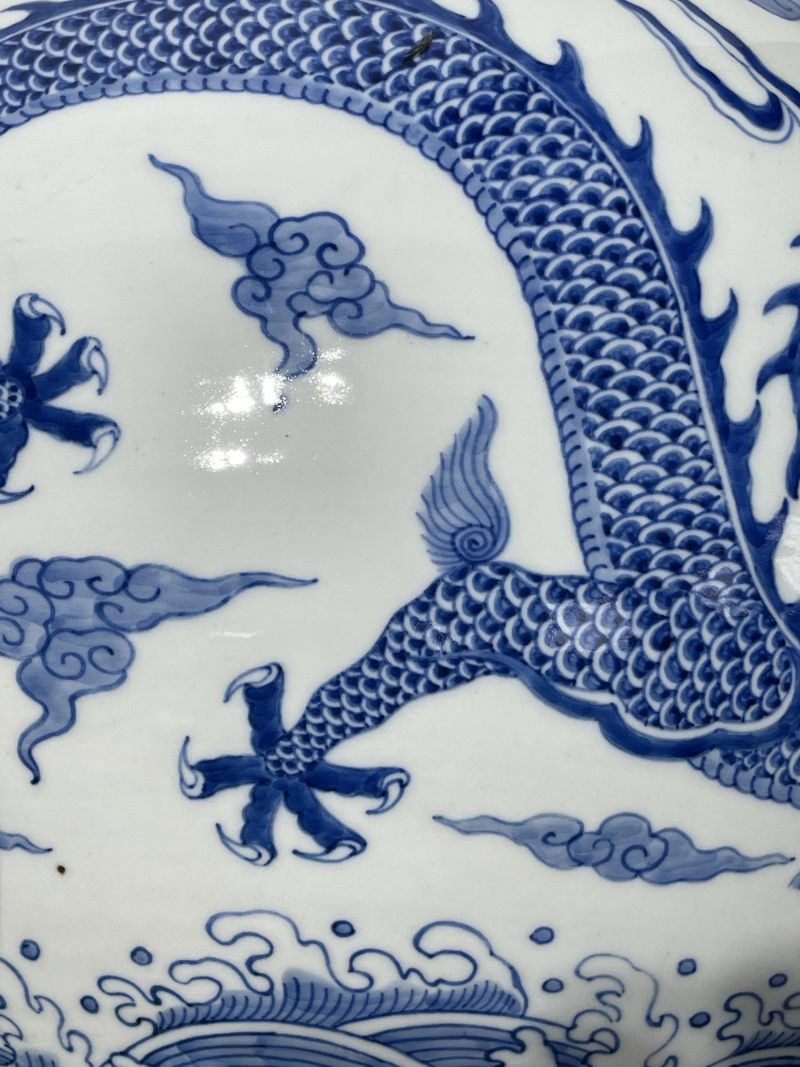50年代 青花龙纹大卷缸一对 - 图17