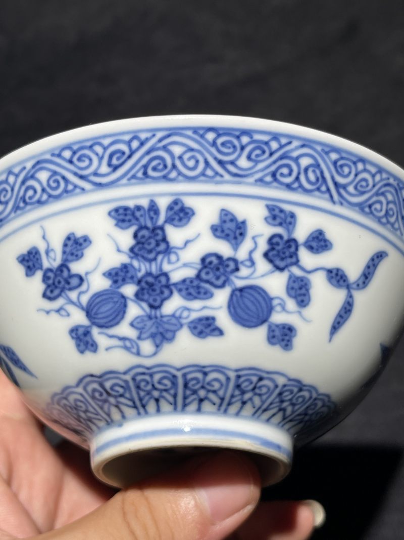 清光绪 青花三多纹茶园 - 图8