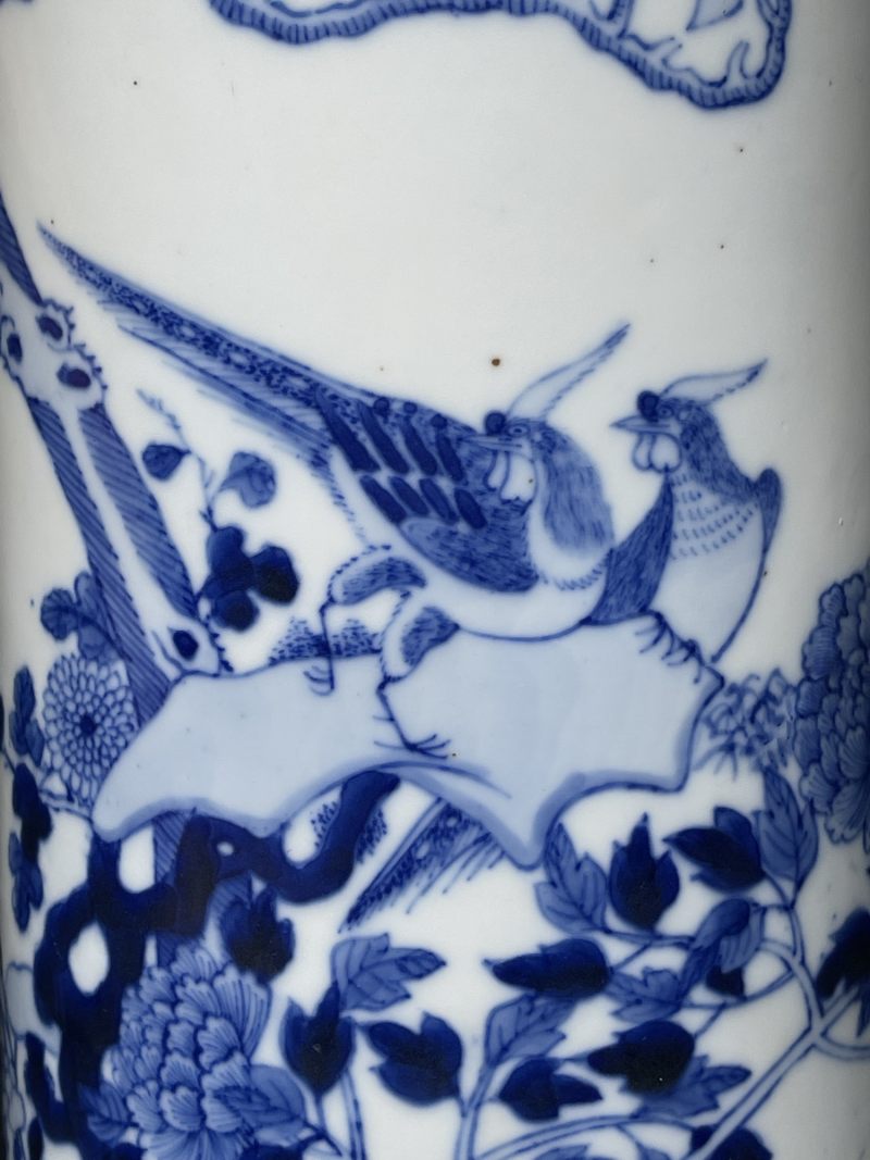 清晚期 青花花鸟纹帽筒 - 图6