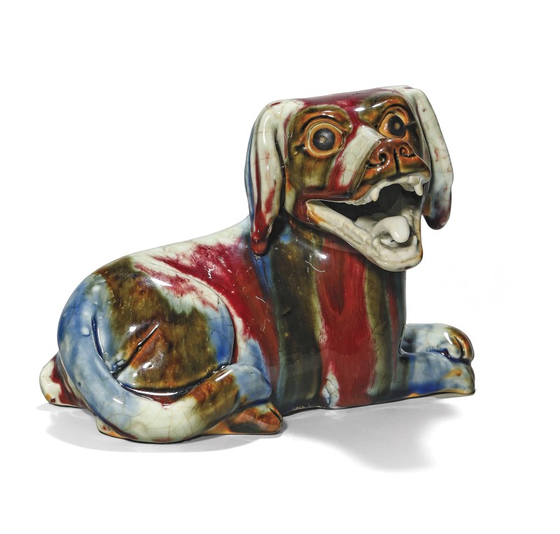 清中期 窑变釉犬形瓷塑 - 图1