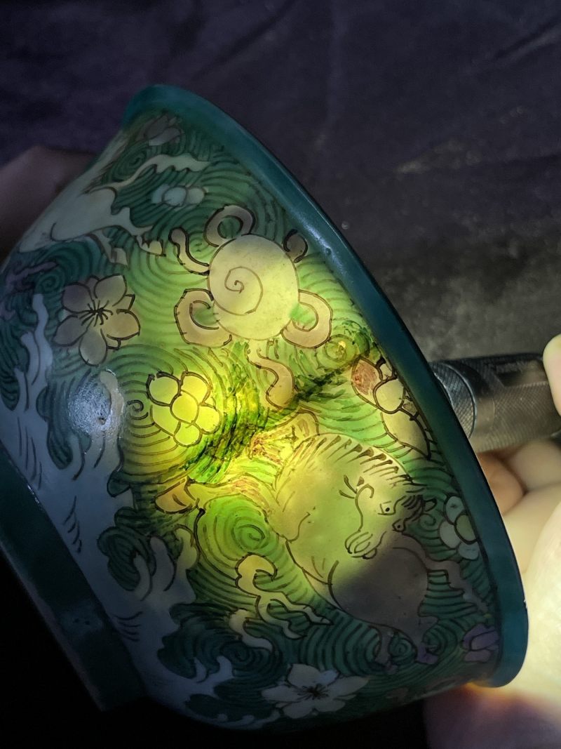 清康熙 素三彩海马纹碗 - 图12