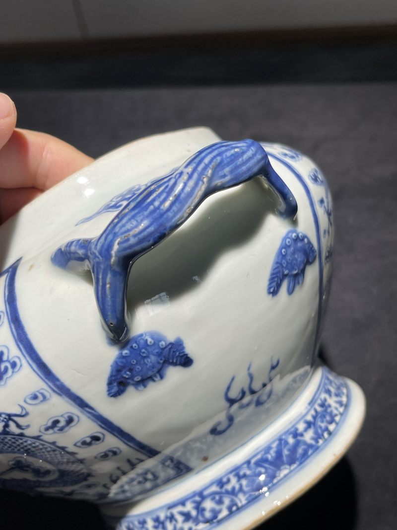 清晚期 青花云龙纹汤盆一套 - 图12