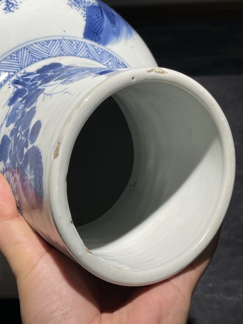 清康熙 青花山水人物纹大瓶 - 图9
