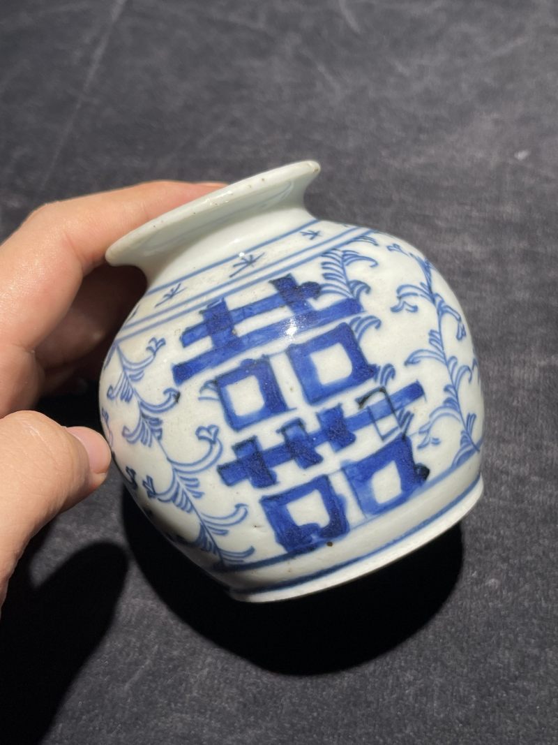 清代 青花喜字罐一组19件 - 图52
