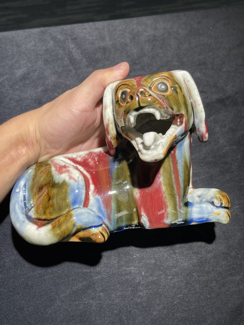 清中期 窑变釉犬形瓷塑 - 图2