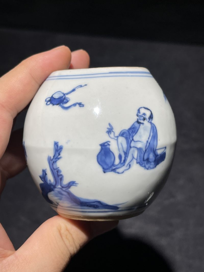 明天启 青花高士图茶入 - 图3