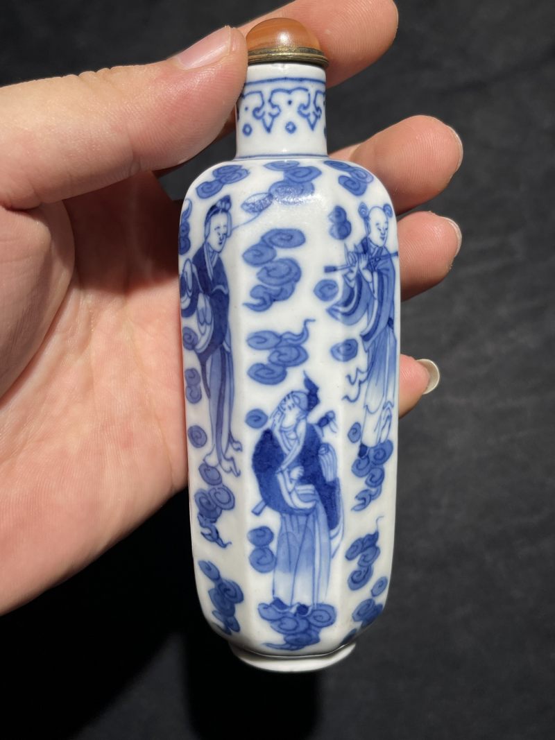 清晚期 青花八仙纹八方大母壶 - 图2