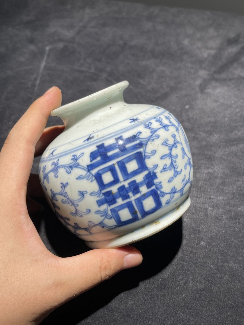清代 青花喜字罐一组19件 - 图16
