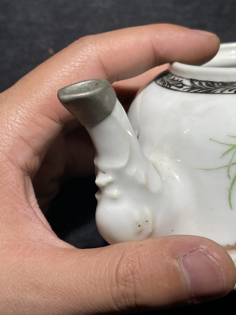 民国 粉彩花鸟纹茶壶一组12件 - 图67