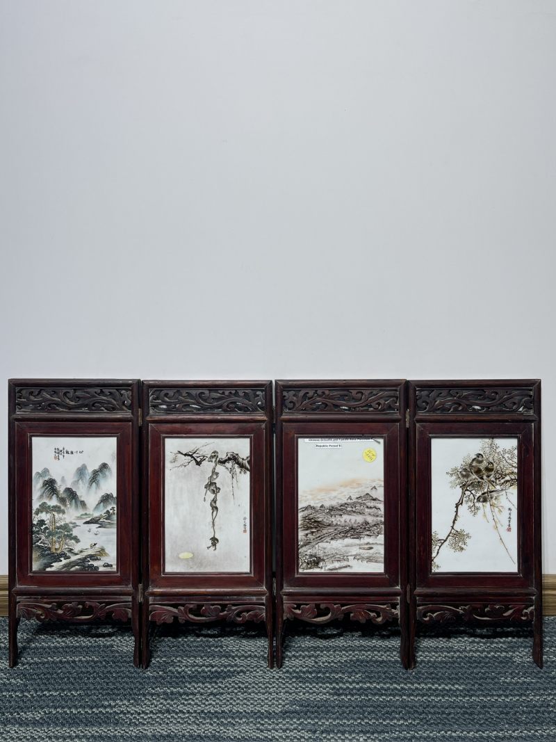 民国 名家粉彩花鸟山水册页 - 图2