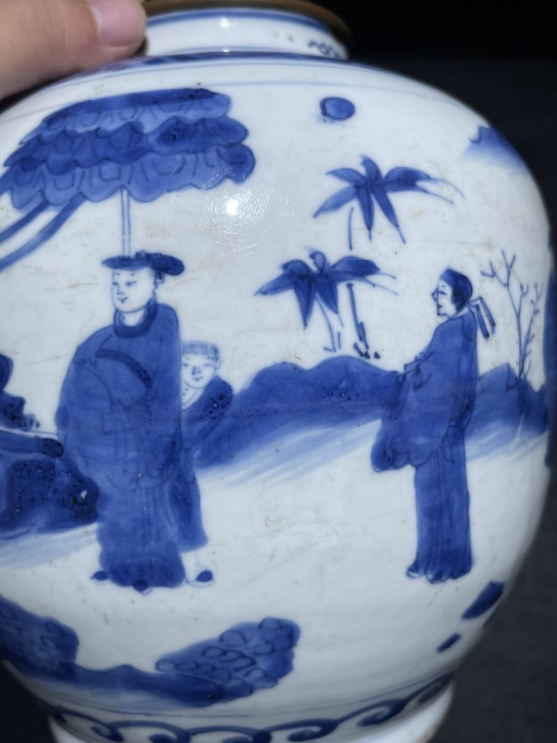 明晚期 青花人物纹罐 - 图7