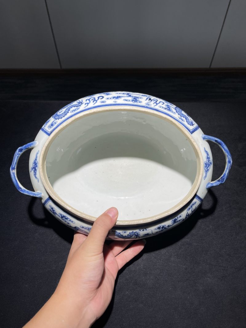 清晚期 青花云龙纹汤盆一套 - 图13