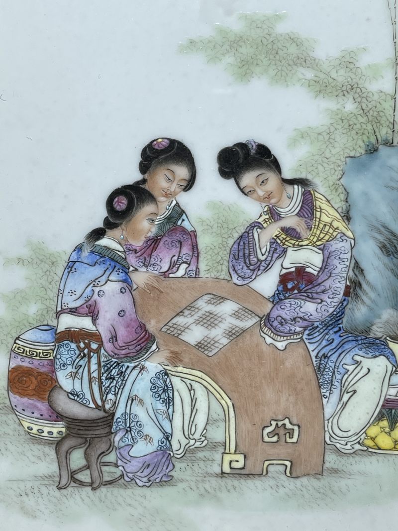 民国 粉彩侍女人物瓷板两片 - 图9