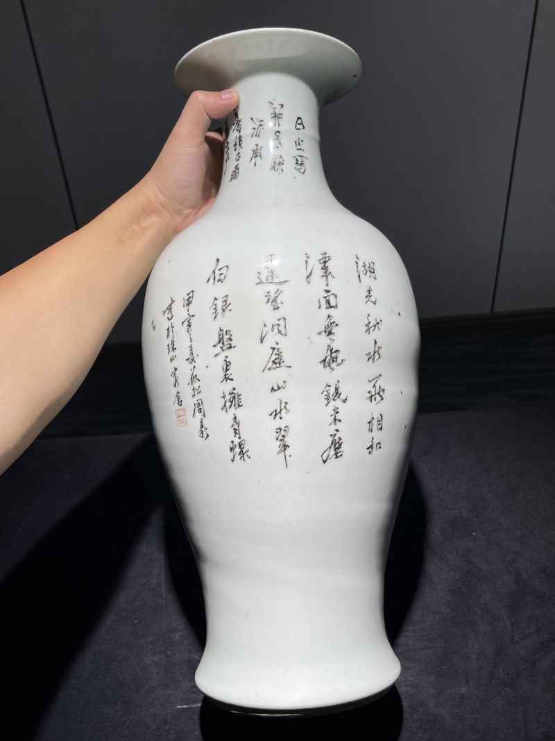 民国 粉彩山水纹大瓶一对 - 图18
