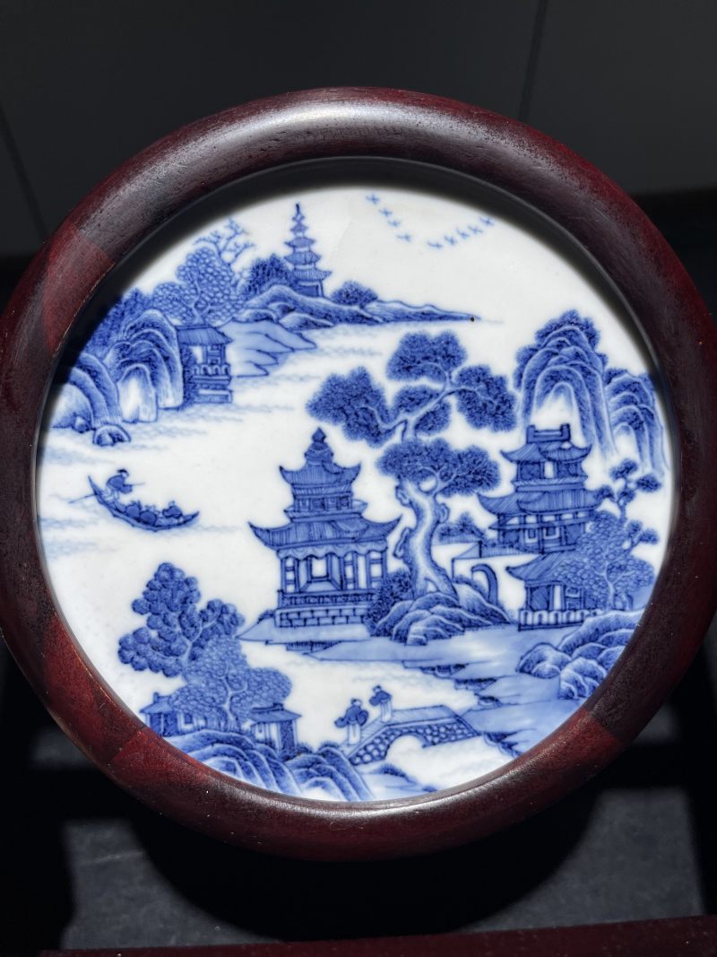清早期 青花山水人物插屏两件 - 图10