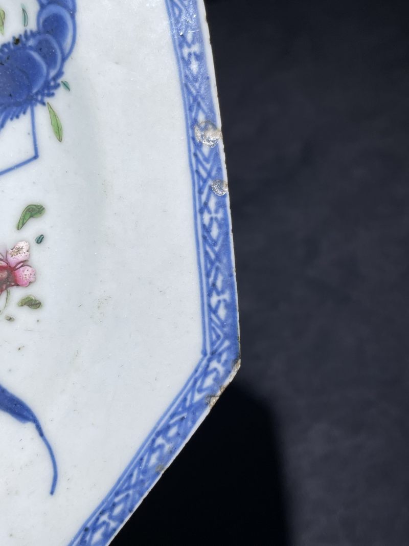 清雍正 青花粉彩虾蟹图八方盘 - 图10