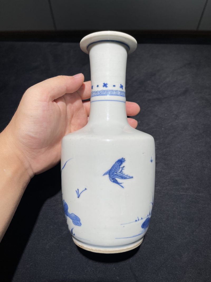 清康熙 青花荷塘月色纹纸槌瓶 - 图4