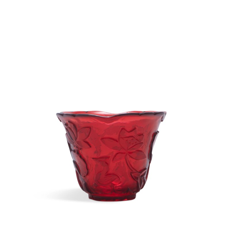 十八/十九世紀 紅料一路連科紋杯 | A RED GLASS 'EGRET AND LOTUS' CUP - 图4