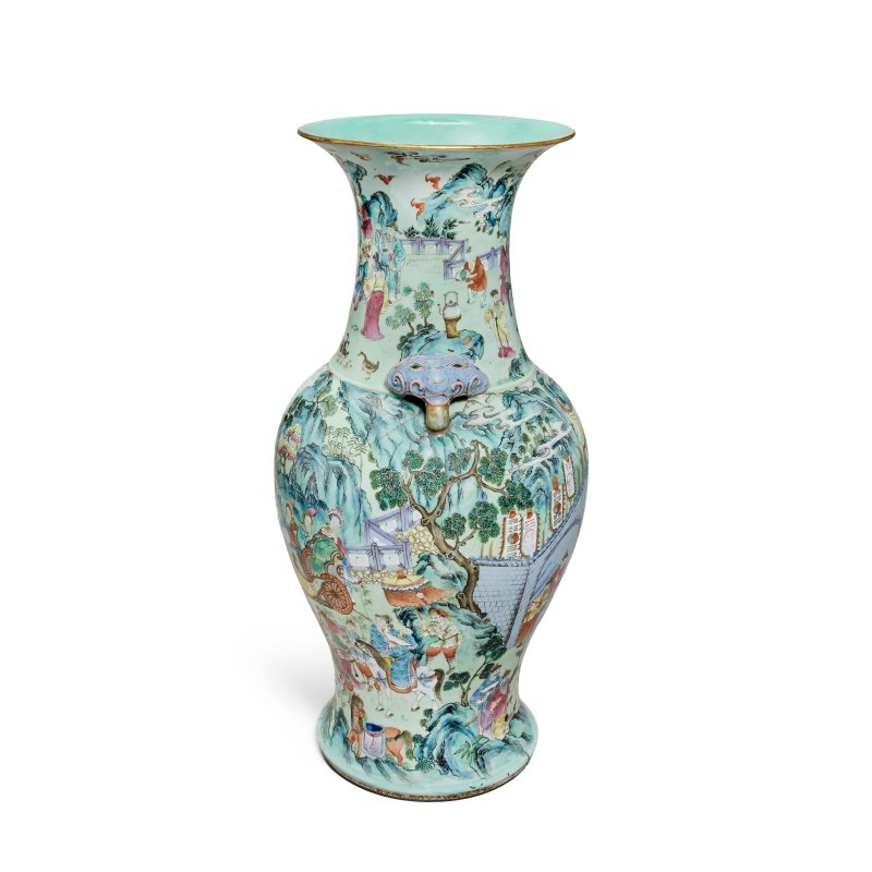 十九世紀 粉彩人物故事圖瓶 | A LARGE FAMILLE ROSE BALUSTER VASE - 图3