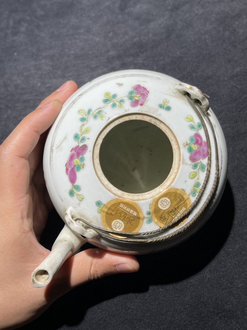 民国 粉彩花鸟纹茶壶一组12件 - 图32
