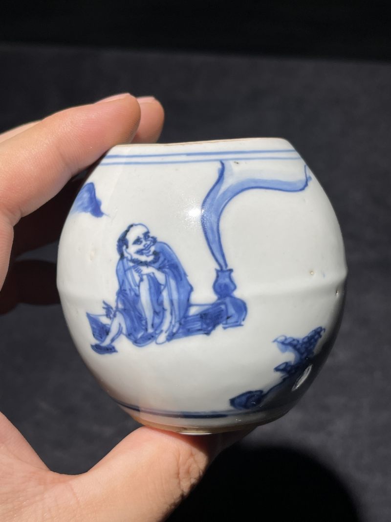 明天启 青花高士图茶入 - 图5