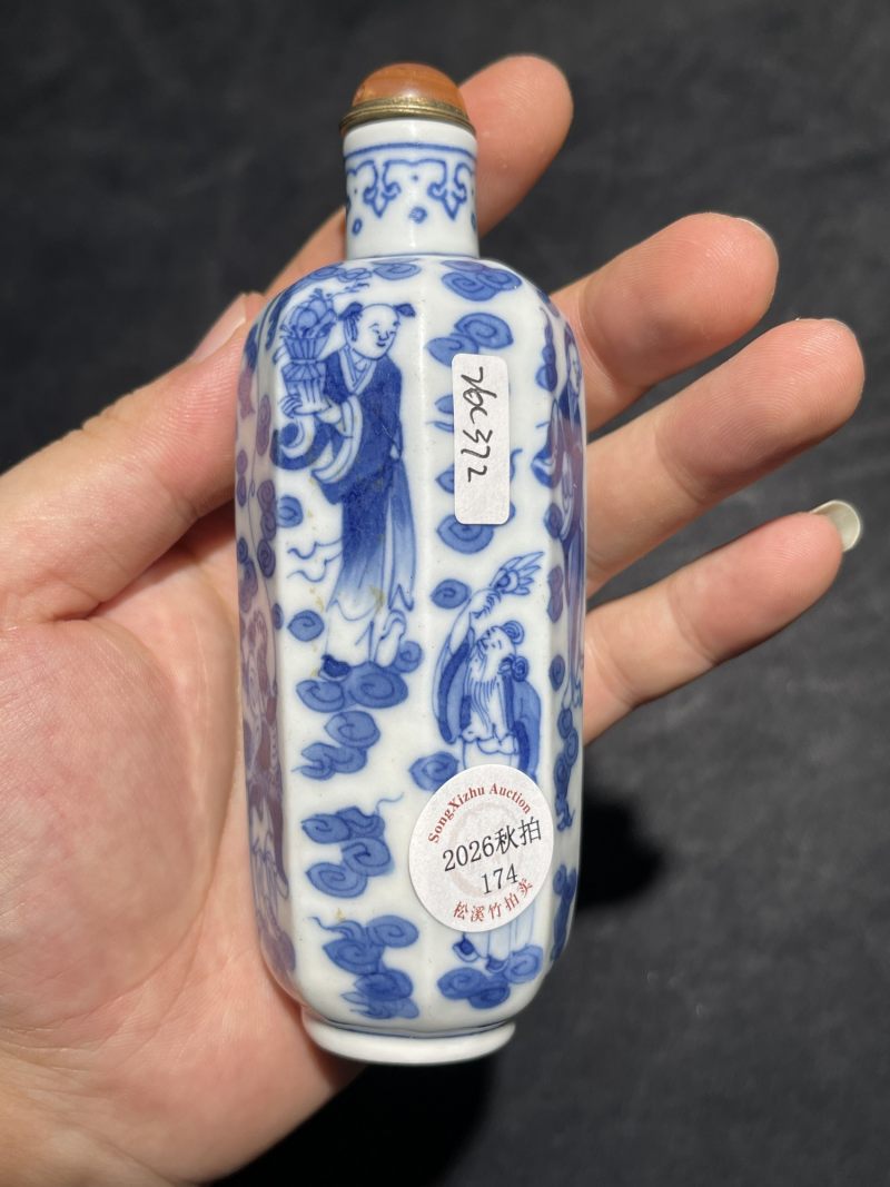 清晚期 青花八仙纹八方大母壶 - 图4