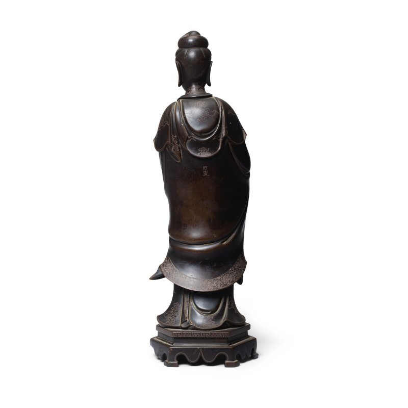 十七/十八世紀 銅錯銀觀音像 | A SILVER-INLAID BRONZE FIGURE OF GUANYIN - 图3