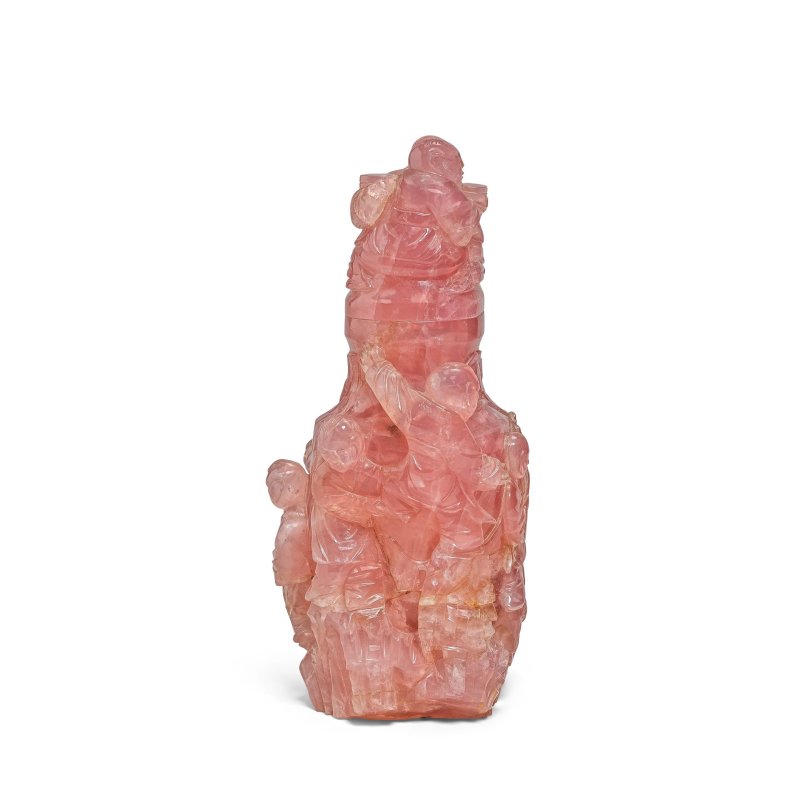 清晚期 粉晶童子紋瓶 | A ROSE QUARTZ 'BOYS' VASE AND COVER - 图3