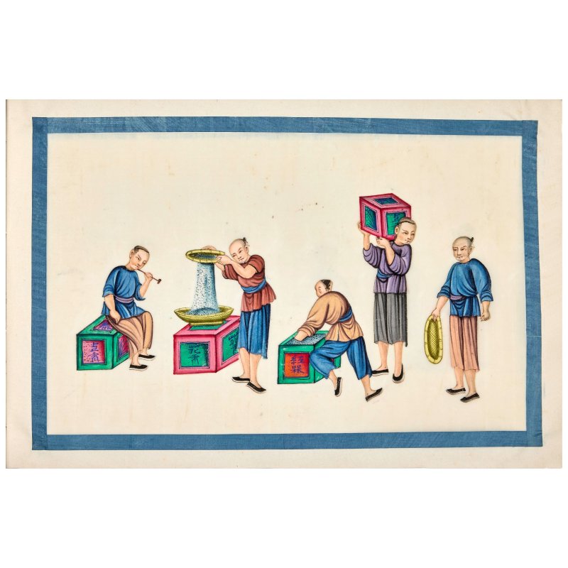 中國畫家 十九世紀 製茶圖 冊頁十二開 水粉通草畫 | CHINESE ARTIST (19TH CENTURY) - 图8