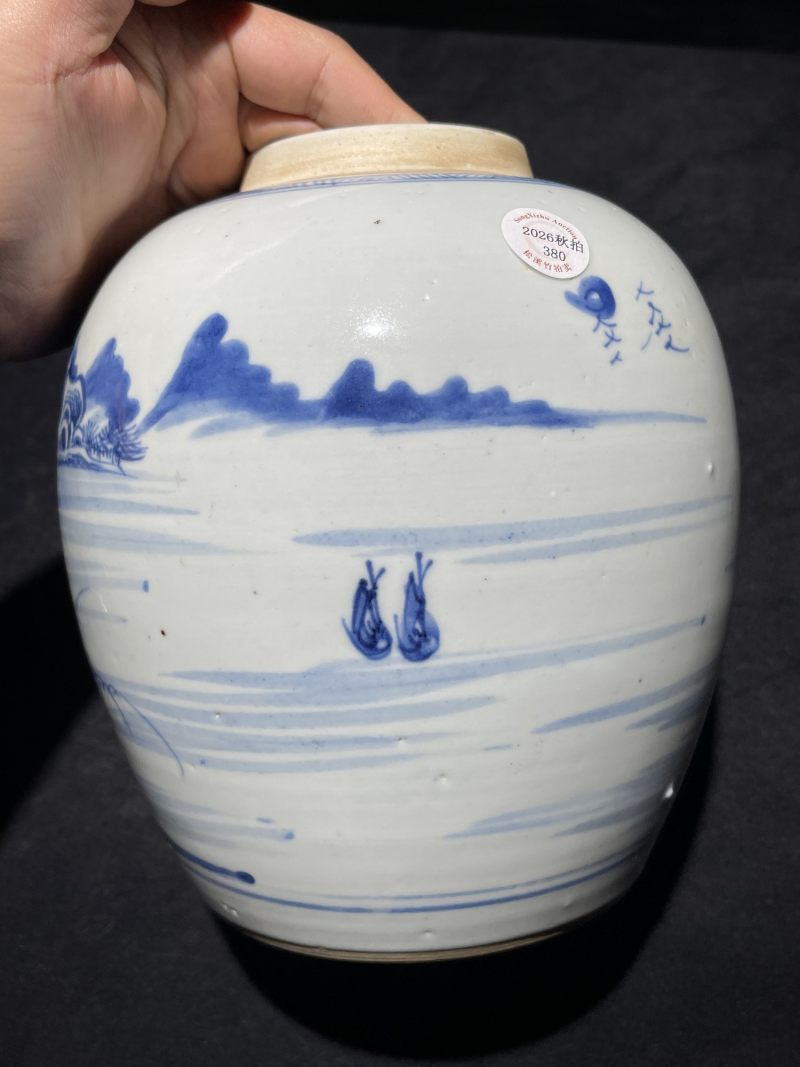 清康熙 青花山水、花卉纹罐一组4件 - 图10