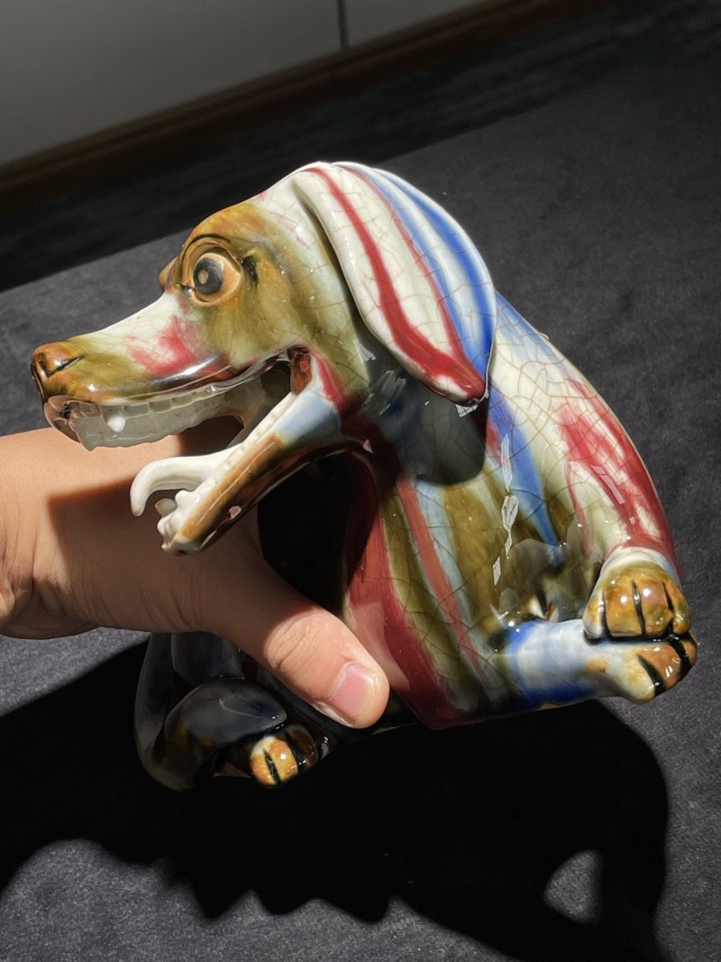 清中期 窑变釉犬形瓷塑 - 图4