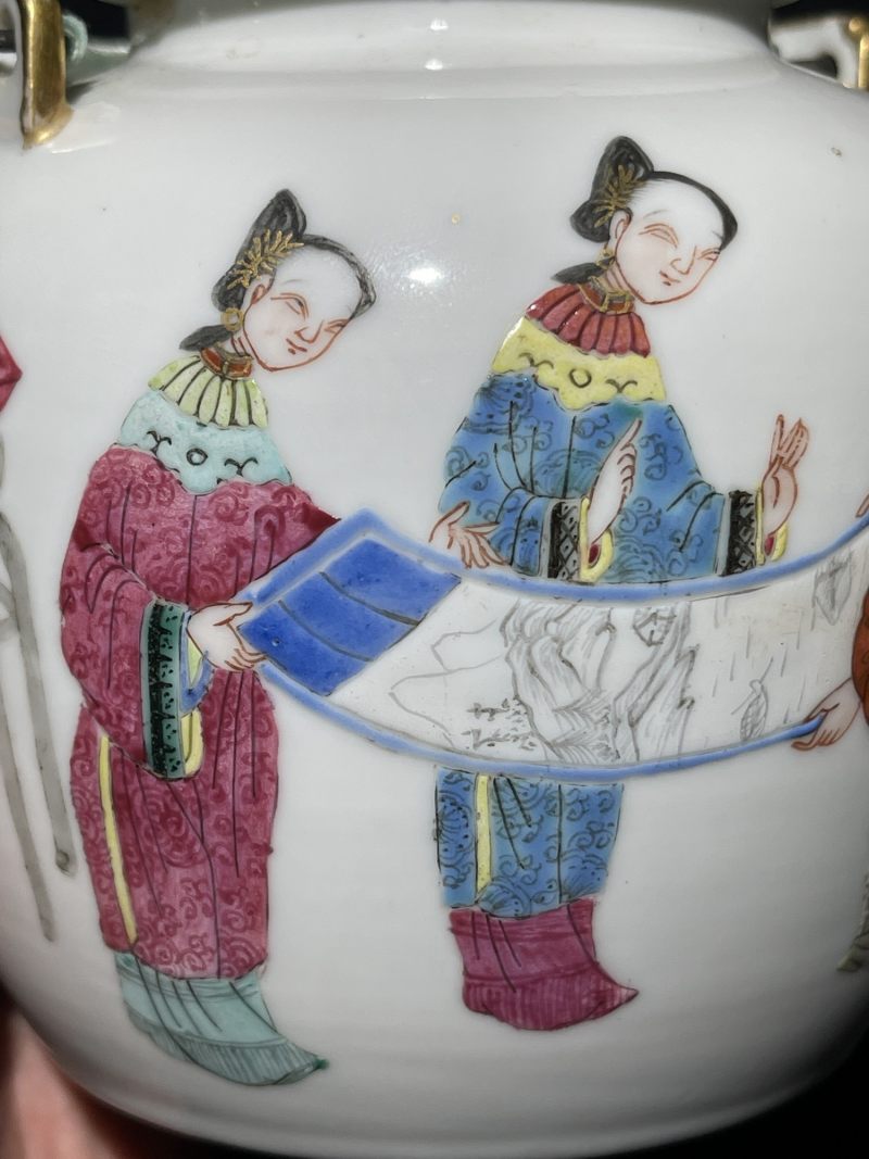 清中期 粉彩仕女纹提梁壶 - 图7