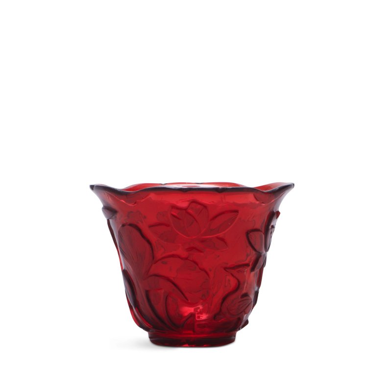 十八/十九世紀 紅料一路連科紋杯 | A RED GLASS 'EGRET AND LOTUS' CUP - 图5