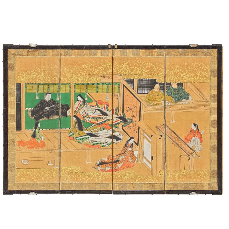 江戶時代 十七世紀晚期/十八世紀早期 四扇桌屏 | A FOUR-FOLD TABLE SCREEN - 图2