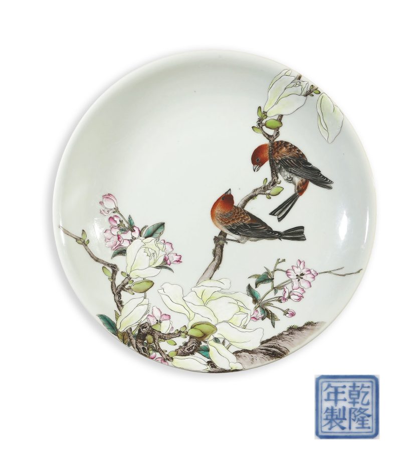 50年代 粉彩花鸟纹大盘