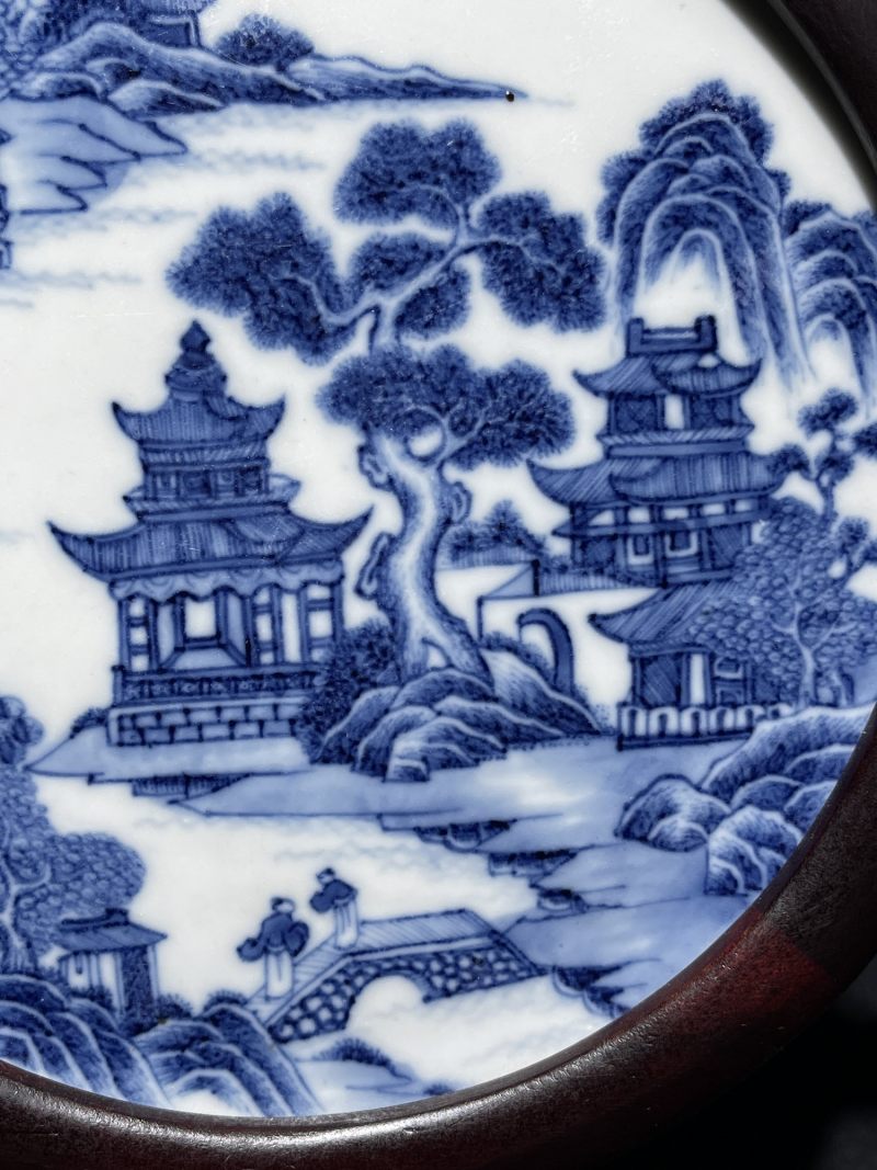 清早期 青花山水人物插屏两件 - 图12