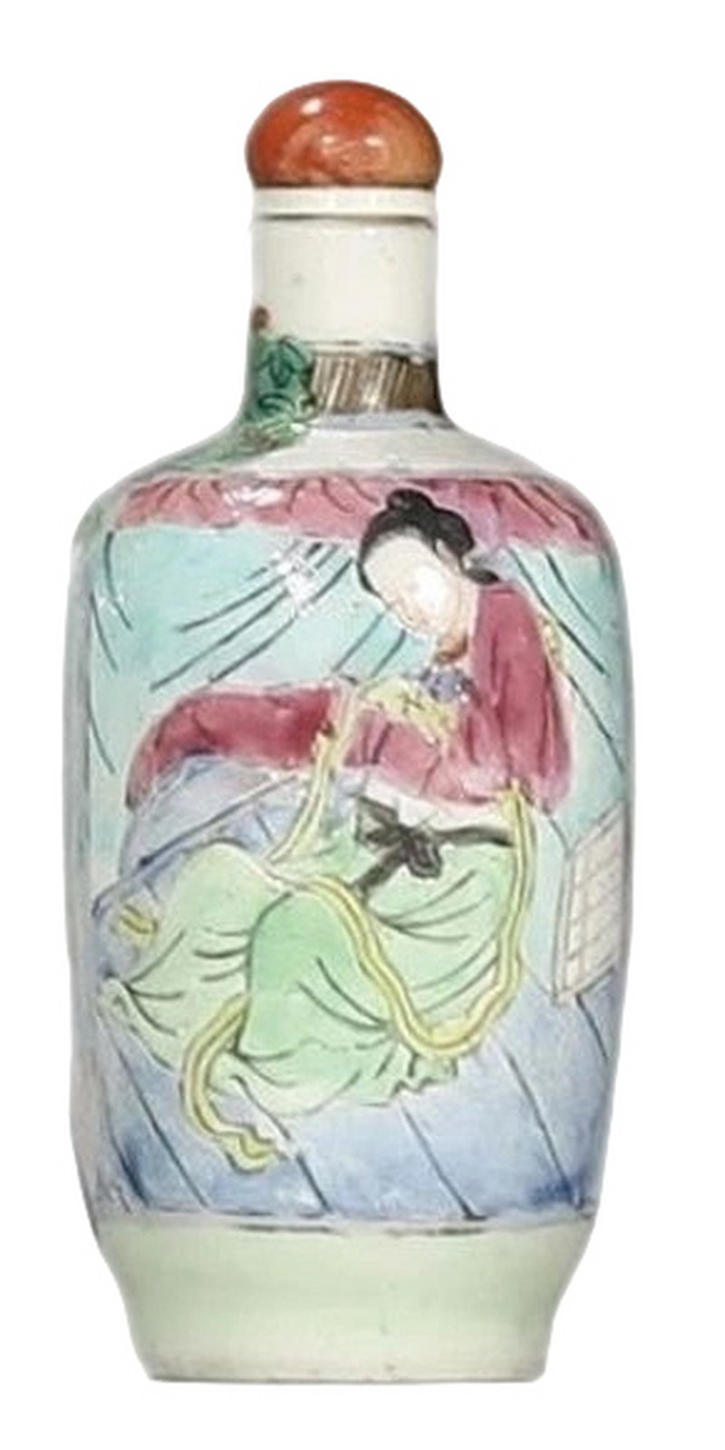 清中期 粉彩仕女纹鼻烟壶