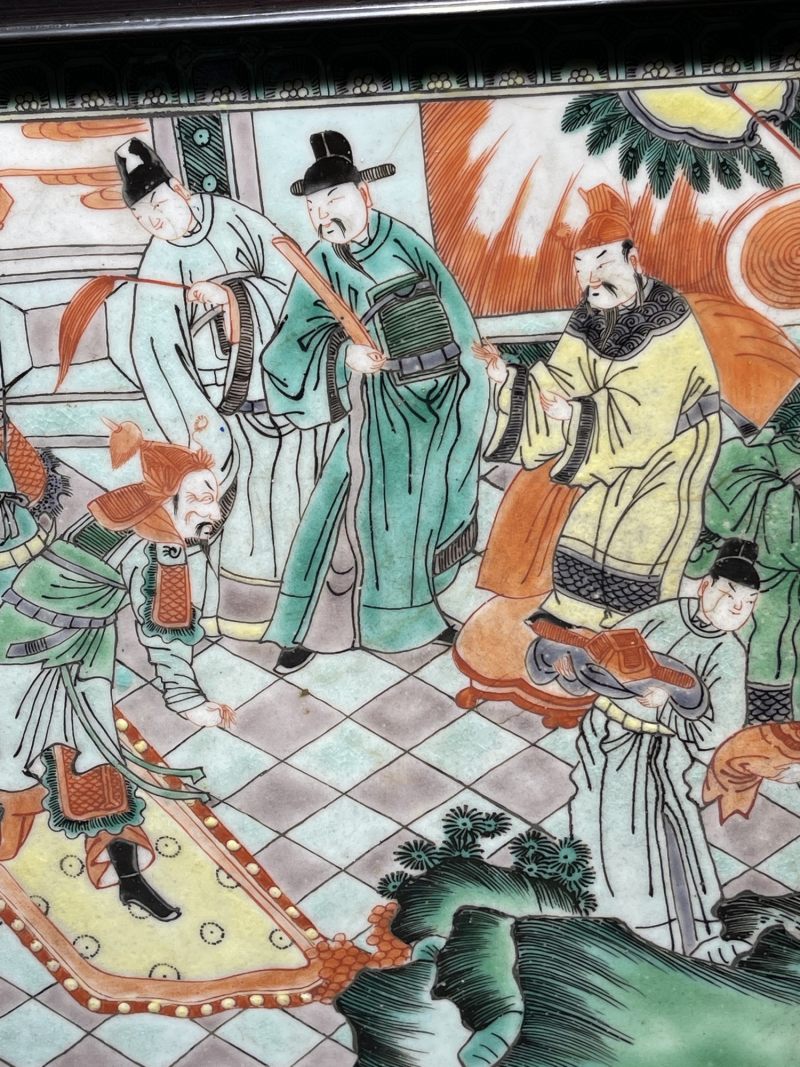 清晚期 五彩加官进爵插屏 - 图4