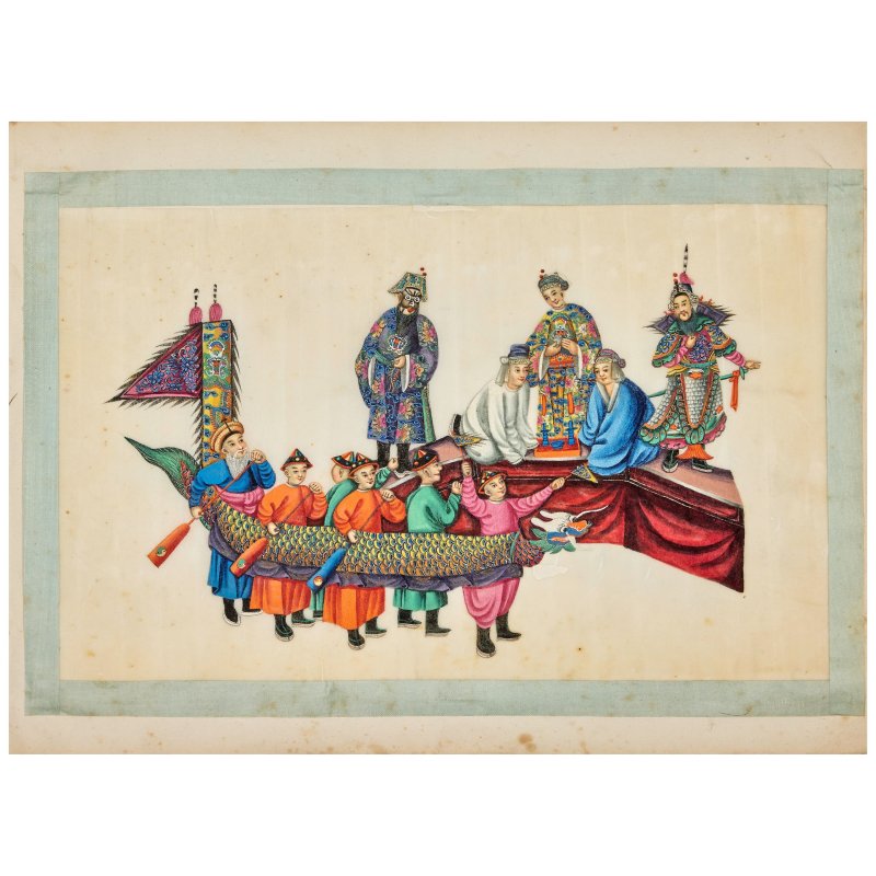 十九世紀 節日圖冊頁十二開 水粉通草畫 | HOANQUA (19TH CENTURY) - 图7