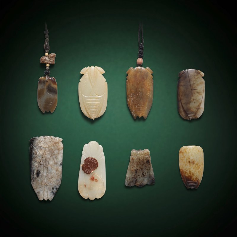 漢及其後 玉蟬 一組八件 | EIGHT JADE CICADAS - 图4