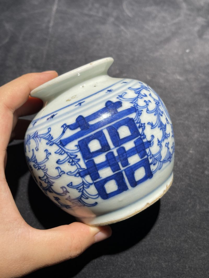 清代 青花喜字罐一组19件 - 图19