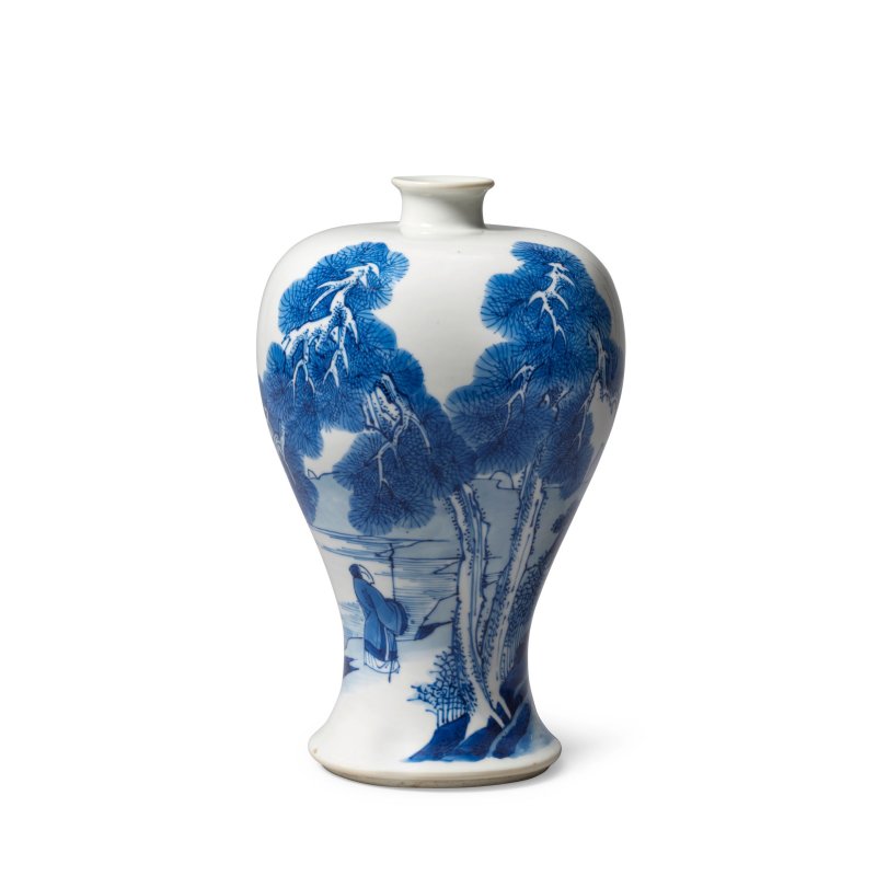 清康熙 青花山水圖梅瓶 | A BLUE AND WHITE 'LANDSCAPE' BALUSTER VASE, MEIPING - 图3