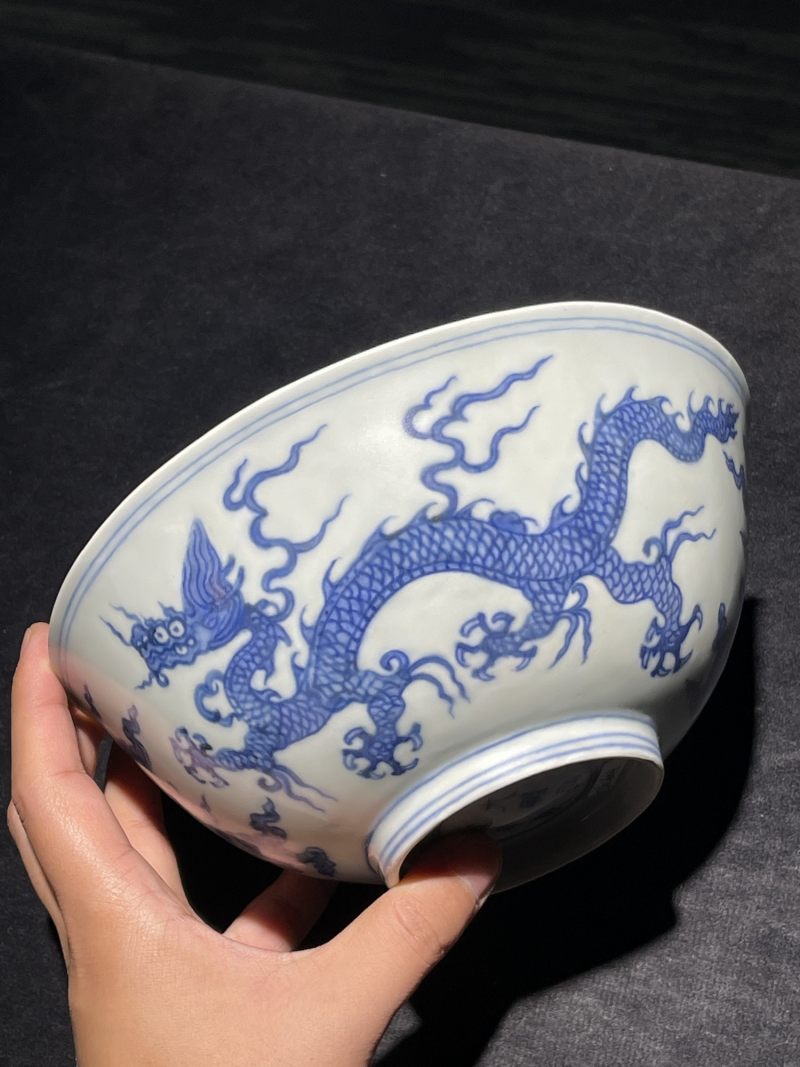 明弘治 青花云龙纹大碗 - 图2