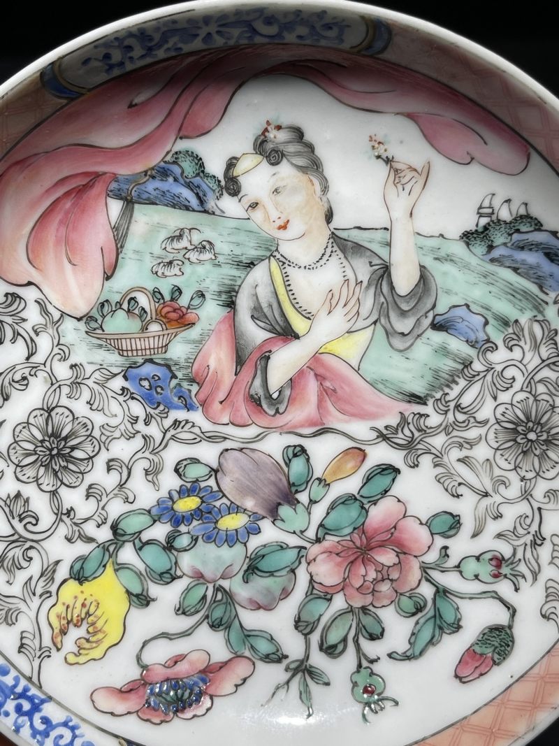 清雍正 广珐琅牧羊女图小盘一组两件 - 图9