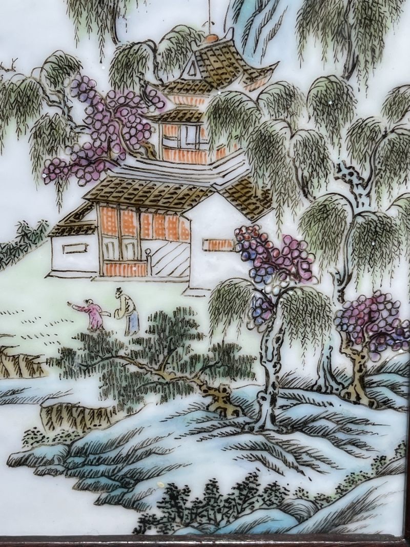 清晚期 粉彩人物纹插屏 - 图4