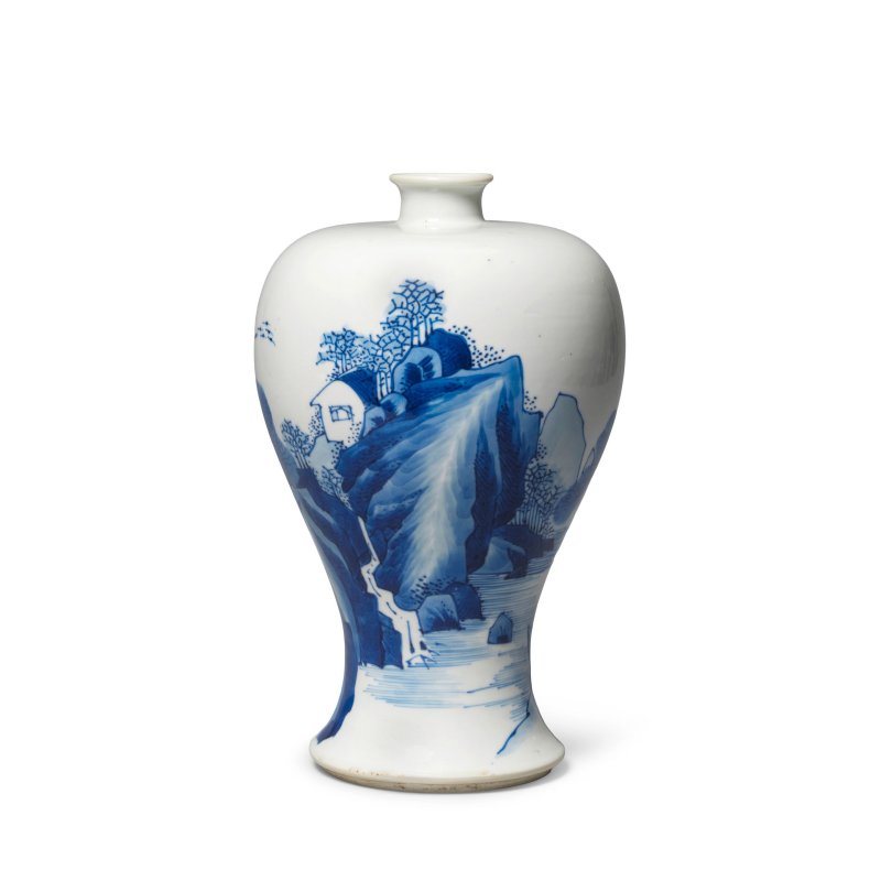 清康熙 青花山水圖梅瓶 | A BLUE AND WHITE 'LANDSCAPE' BALUSTER VASE, MEIPING - 图4