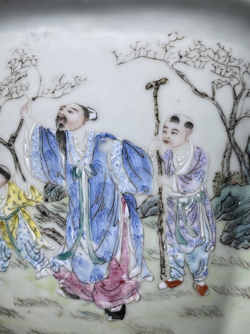 民国 粉彩人物纹花盆 - 图6