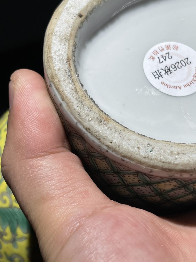 清晚期 黄地粉彩开光耕织图抱月瓶 - 图14